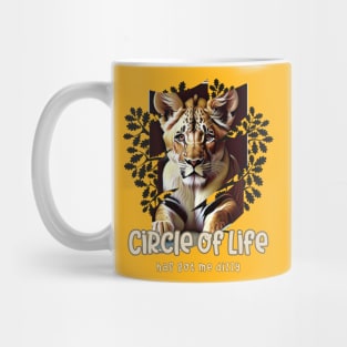 Circle of Life has got me dizzy (lion cub inside leafy frame) Mug